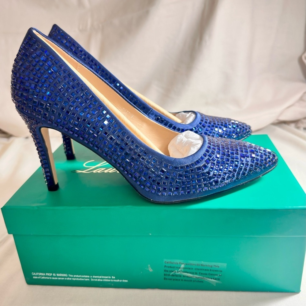 Lauren Lorraine Sparkling Blue Heels - Picture 2 of 4